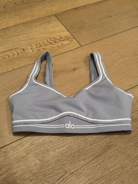ALO Yoga Blue Sports Bralette with White Piping